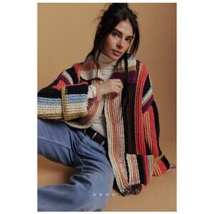 Free People XS Boho Retro Cardigan Sweater Everything Cardi Crochet